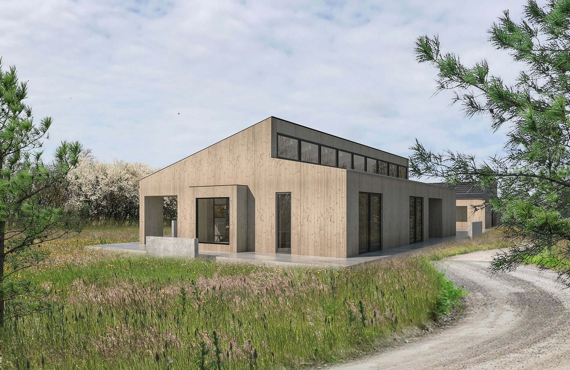 Tre træhuse til tre generationer på stor og unik grund ved fjord — Helårshuse i Nordjylland
